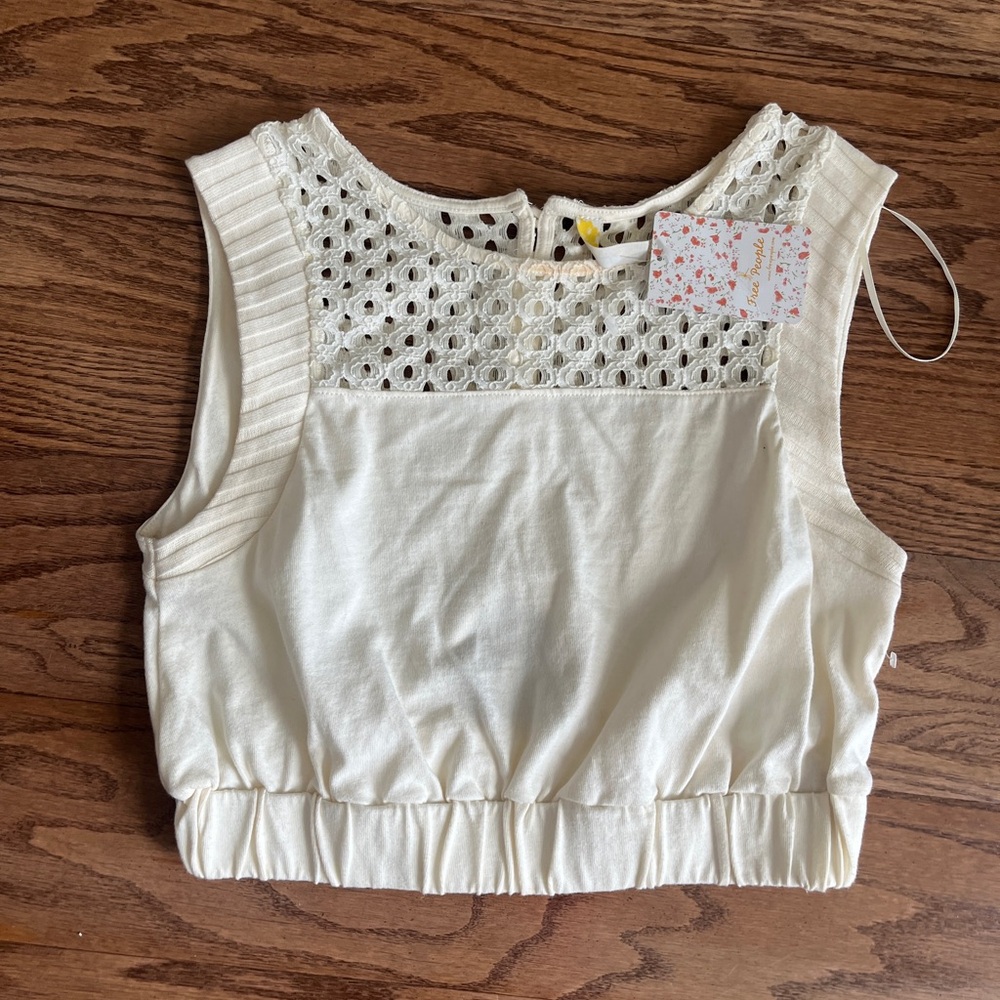 NWT Free People Cream Cupcake Jersey Calla Crop Top XS